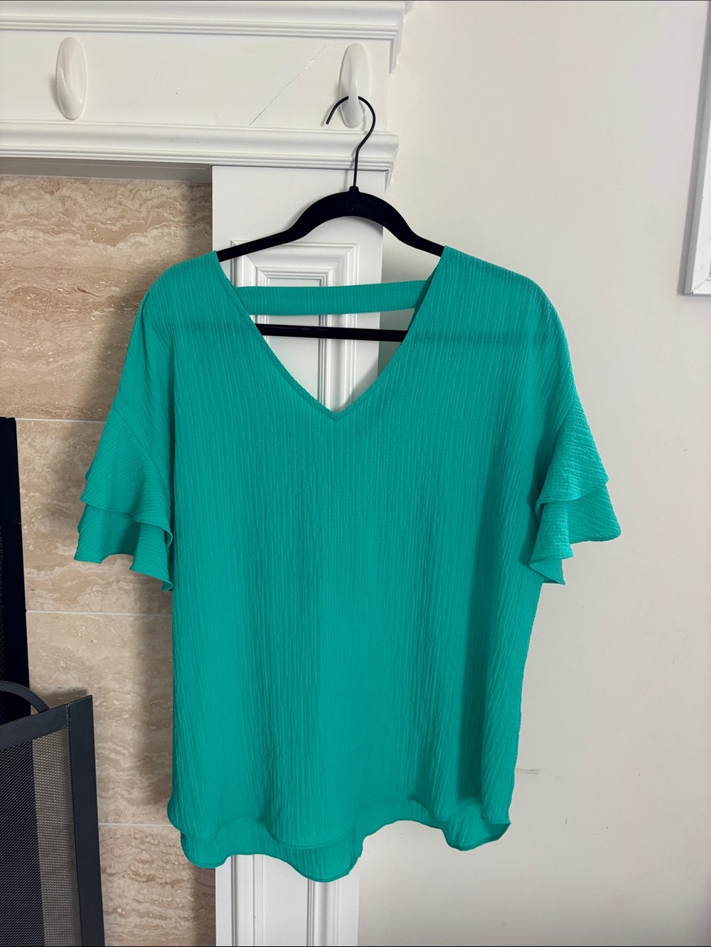 Apt. 9 Teal V-Neck Ruffle-Sleeve Blouse